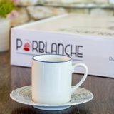 Por Blance Kahve Fincan Takımı 12 Parça Modern Duble Porselen D0550 - Beyaz - Açık Mavi