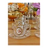 P&ORA PREMIUM KITCHEN PRODUCTS FİNCAN TAKIMI 24 PARÇA 12 KİŞİLİK GERÇEK YALDIZLI (PARLAK) DEKORLU ÇAY SETİ KAHVE SETİ LÜKS CAM