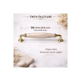 Porcellana Perla 96 mm(9,6 cm)-Porselen Dolap Kulbu Altın–Mutfak Banyo Vestiyer Gardırop Çekmece Kapak Mobilya Kulpu