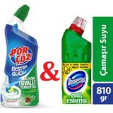 Porçöz Hijyenik Tuvalet Temizleyici ve Domestos 810 gr Çamaşır Suyu Dağ Esintisi 1 kg - 1 lt