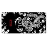 Porge Gaming Mouse Pad 120x60 cm XXXL Büyük Dikişli Kenar Speed Oyuncu Mouse Pad(Topographic Black) (Dragon)