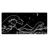 Porge Gaming Mouse Pad 120x60 cm XXXL Büyük Dikişli Kenar Speed Oyuncu Mouse Pad(Topographic Black) (Kanagawa)