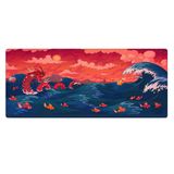 Porge Gaming Mouse Pad 70x30 Mouse Pad XL Büyük Oyuncu Mouse Pad Speed Mousepad (Kanagawa Beast, 70x30 cm (3mm kalınlık))