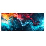 Porge Gaming Mouse Pad 80x30 Mouse Pad XXL Büyük Oyuncu Ofis Mause Pad Mousepad (Colourful Wave, 80x30 cm)