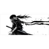 Porge Pro Gaming Mouse Pad 70X30 Samurai Mouse Pad Xl Büyük Oyuncu Mousepad Kenar Dikişli Yıkanabilir Speed Mause Pad - Siyah - Beyaz