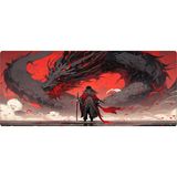 Porge Pro Gaming Mouse Pad 80X30 Samurai Mouse Pad Xl Büyük Oyuncu Mousepad Kenar Dikişli Yıkanabilir Speed Mause Pad - Kırmızı
