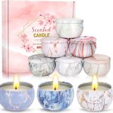 Porilkta Kokulu Mumlar Kadınlar için Hediye, 9 Paket 70 ml Mermer Aromaterapi Mum Seti Doğal Soya Balmumu Stres Giderici Anneler Günü, Noel, Doğum Günü, Sevgililer Günü için Hediye