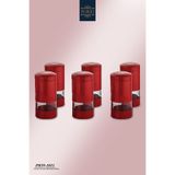 Porio 6’lı Cam Kapaklı Kırmızı Metal Baharatlık Seti Takımı PR59-1011