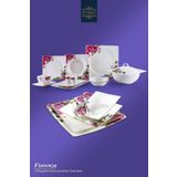 Porio Fiorenza 74 Parça Bone China 12 Kişilik Kare Porselen Yemek Takımı