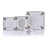 Porio Grazie 74 Parça Bonechina Kare Ara Servisli Yemek Takımı