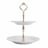 Porland 21 cm Queen Altın Yaldız 2 Katlı Kurabiye Tabağı