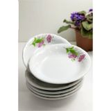 Porland 6'lı Lal Çiçekli 16 cm Porselen Yemek Tabağı