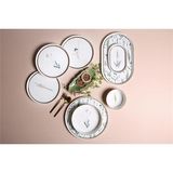 Porland Botanical 27 Parça Beyaz Porselen Yemek Takımı 6 Kişilik Çiçek Desenli Şık Tasarım