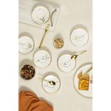 Porland Botanical 6'lı Çay Tabağı, 11cm, Krem, Porselen
