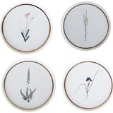 Porland Botanical Alumilite 21 cm Porselen Pasta Tabağı Seti, Menekşe Lavanta Kelebek Desenli, 4 Parça Bahar Koleksiyonu
