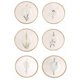 Porland Botanical Çay Tabağı 11cm, Karma 6 Parça, Altın Yaldızlı