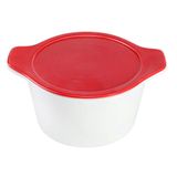 Porland Cookland İndüksiyonlu 1.4 lt Porselen Kırmızı Kapaklı Derin Tencere