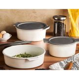 Porland Cookland İndüksiyonlu 6 Parça Porselen Koyu Gri Tencere Takımı