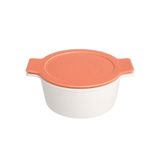 Porland Cookland Isıya Dayanıklı 1.3 lt 22 cm Beyaz Turkuaz Kapaklı Derin Tencere