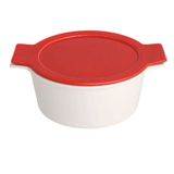 Porland Cookland Isıya Dayanıklı 1.3 lt Porselen Kırmızı Kapaklı Derin Tencere