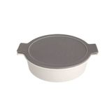 Porland Cookland Isıya Dayanıklı 2 lt Porselen Koyu Gri Kapaklı Basık Tencere