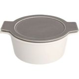 Porland Cookland Isıya Dayanıklı Koyu Gri 1.3 lt 26 cm Beyaz Kapaklı Derin Tencere