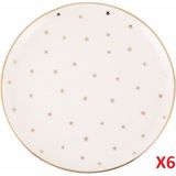 Porland Forest 20CM Düz Tabak 6'lı Renkli Altın Desenli Porselen Parça
