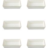 Porland Forest 6'lı Kahvaltı&Meze Tabağı 8x14 cm Renkli Altın Desenli Porselen 04LFH000585