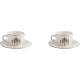 Porland Forest Porselen Kahve Fincanı Desenli 85 ml 2'li Set Beyaz Renkli