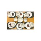 Porland Funky 15 Parça 6 Kişilik Yemek Takımı, Altın/Platin Yaldızlı, Renkli