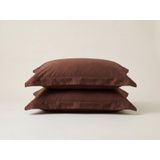 Porland Grace Saten Kahverengi 2li Volanlı Yastık 50x70cm