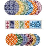 Porland Morocco 18 Parça Mürdüm Renkli Porselen Servis/Kahvaltı Seti 6 Kişilik Desenli