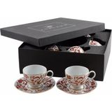 Porland Naturalist Çay Fincan Takımı 12 Parça - Kırmızı - 0,12 lt