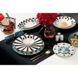 Porland Palms 27 Parça Renkli Porselen Yemek Takımı 6 Kişilik Desenli Şık Set