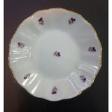 Porland Porselen Hercai 12 Adet Çay Tabağı Sarı Yaldızlı Kenar İşlemeli Beyaz 10 x 10 cm