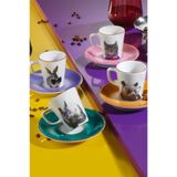 Porland Pretty Animals 8 Parça Porselen Kahve Fincan Takımı