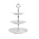 Porland Queen Platin 25 cm 3 Katlı Kurabiye Tabağı