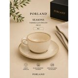 Porland Seaons / Alumilite Tabaklı Çay Fincanı Seti / Çay Saati Takımı 1 Kişilik - 190 cc - Bej