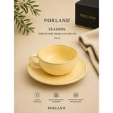 Porland Seaons / Alumilite Tabaklı Çay Fincanı Seti / Çay Saati Takımı 1 Kişilik - 250 cc - Sarı