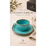 Porland Seaons / Alumilite Tabaklı Çay Fincanı Seti / Çay Saati Takımı 1 Kişilik - 250 cc - Turkuaz