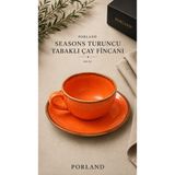 Porland Seaons / Alumilite Tabaklı Çay Fincanı Seti / Çay Saati Takımı 1 Kişilik - 250 cc - Turuncu