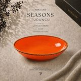 Porland Seasons 21 cm Çukur Tabak 4 cm Porselen Yemek Tabağı 1 Adet - Turuncu