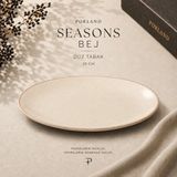 Porland Seasons 28 cm Büyük Porselen Düz Servis ve Ana Yemek Tabağı 1 Adet - Bej