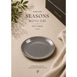 Porland Seasons Düz Tabak Porselen Tatlı Servis Tabağı - 18 cm - Koyu Gri