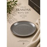 Porland Seasons Düz Tabak Porselen Tatlı Servis Tabağı - 20 cm - Koyu Gri