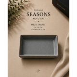 Porland Seasons Gri Meze Tabağı Porselen Servis Tabağı Yemek Tabağı - 8x14 cm - Koyu Gri