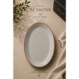 Porland Seasons Kayık Tabak 31X24 cm Porselen Oval Sunum Tabağı Servis Tabağı Yemek Servisi - 1 Adet - Koyu Gri