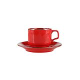 Porland Seasons Kırmızı 190 cc Tabaklı Çay Fincanı