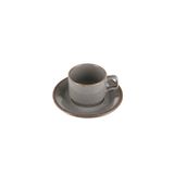 Porland Seasons Koyu Gri 190 cc 6 Adet Tabaklı Çay Fincanı