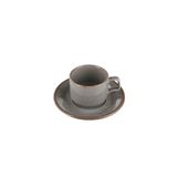 Porland Seasons Koyu Gri 190 cc 6 Adet Tabaklı Çay Fincanı